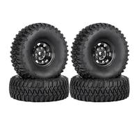 RC Voiture Pneus Jantes pour Axial pour Yeti Jr pour D90 pour Tamiya CC01 pour MST 4 Pièces 1.55 Jantes en Métal Beadlock Jeu De Pneus 1/10 RC Voiture sur Chenilles(Black)