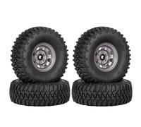 RC Voiture Pneus Jantes pour Axial pour Yeti Jr pour D90 pour Tamiya CC01 pour MST 4 Pièces 1.55 Jantes en Métal Beadlock Jeu De Pneus 1/10 RC Voiture sur Chenilles(Gray)