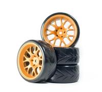 RC Voiture Pneus Jantes pour Axial Scx10 Trx4 pour Tamiya pour HPI RC pour Rally sur Route Pneu De Voiture 1/10 Drift Pneus Roues Moyeu 12 Mm Hex 4 Pièces(Yellow)