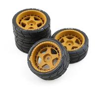 RC Voiture Pneus Jantes pour Tamiya TT01 TT01E TT02 TT02B XV01 TA06 pour PTG-2 1/10 rc Car Upgrades Parts Accessories 4Pcs Rubber Tire Wheel Tyre(Brown)