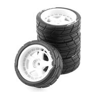 RC Voiture Pneus Jantes pour Tamiya TT01 TT01E TT02 TT02B XV01 TA06 pour PTG-2 1/10 rc Car Upgrades Parts Accessories 4Pcs Rubber Tire Wheel Tyre(White)