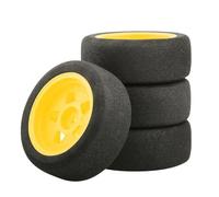 RC Voiture Pneus Jantes pour Tamiya TT01 TT01E TT02 TT02B XV01 TA06 pour PTG-2 1/10 rc Car Upgrades Parts Accessories 4Pcs Rubber Tire Wheel Tyre(Yellow)
