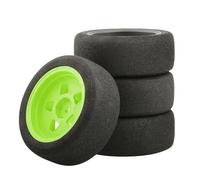 RC Voiture Pneus Jantes pour Tamiya TT01 TT01E TT02 TT02B XV01 TA06 pour PTG-2 1/10 rc Car Upgrades Parts Accessories 4Pcs Rubber Tire Wheel Tyre(Green)