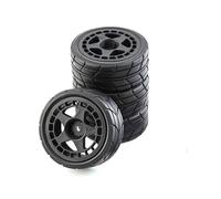RC Voiture Pneus Jantes pour Tamiya TT01 TT01E TT02 TT02B XV01 TA06 PTG-2 Pièces De Mise À Niveau Voiture RC 1/10 Accessoires 4 Pneu en Caoutchouc Roue(Black)