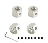 RC Voitures Modèles Pour WPL D12 C14 C24 B14 B16 Pour MN D90 D91 4Pièces Adaptateur Hexagonal Moyeu Roue 5 Mm Vers 12 Mm Raccord Métallique Pièces Mise À Niveau Télécommande(Silver)