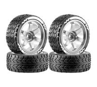 RC Voitures Pièces Pour XV02 Pour HSP 94123 Pour Wltoys A959 144001 Pour Tamiya Pour TT01 1/10 Pneus Caoutchouc Roues Alliage Moyeux Ensemble Voiture À Dérive Sur Route RC(Silver)