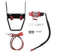 RC Winch Bumper Bumper en aluminium Pièces de mise à niveau en alliage avec treuil électrique pour SCX10 1:10 RC Crawler Crawler Car voiture noir rouge durable