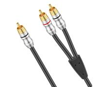 RCA Cable,1 RCA Male to 2 Male RCA Cable Y Splitter Cable Digital Stereo Audio for Subwoofer Home Theater Subwoofer Cord 1.8 Meter