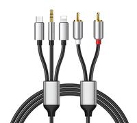 RCA Cable for iPhone,Type C to 2RCA Audio Cable,RCA to 3.5 Jack,Lightning to RCA Cable (3 in 1 Audio Cable) Compatible with iPhone,Samsung Galaxy,Huawei,Car Home Theater