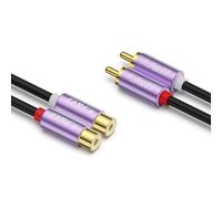 RCA Cable,Gold Plated 2 RCA Male/Female Stereo Audio Extension Cable,Aluminum Alloy Shell Purple for Mixing Table Amplifier Speaker,6M