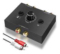 RCA L/R Commutateur Audio Switch 2(1)-In-1(2)-Out, Commutateur Audio L/R Stéréo Analogique avec Contrôle Du Volume, Commutateur Audio Stéréo Bidirectionnel pour Ampli Casque PC Haut-parleurs Phono