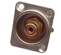 RCA Panel Mount Solder Adapter, 0-50V, Red, 21.4mm