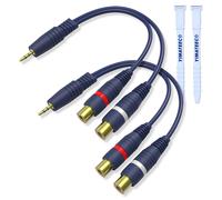 RCA Splitter Cable 3.5mm Stereo Audio Jack to RCA AV Cable R-C-A 1 Male to 2 Female Cinch Y Adapter Connectors for HiFi,Receiver,Home Theater (3.5mm Audio Cable R-C-A,Pack of 2)