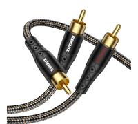 RCA Stereo Cable,2 RCA Male to 2 RCA Male Audio Subwoofer Cable RCA Audio Cable Compatible with HDTV,Speakers,Game Consoles,Home Cinema and Hi-Fi Systems (Black-1 RCA to 2 RCA,2M)