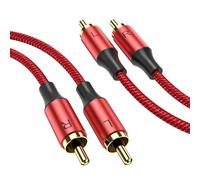 RCA Stereo Cable,RCA Male to Male Stereo Audio Auxiliary Subwoofer Cable 1m,Gold Plated 24K Nylon Braided for Home Theater Audio HDTV Car Speakers.[Y13]