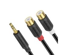 RCA to 3.5mm Jack Extension Cable,Gold Plated Audiowave Series 3.5mm Male to 2 RCA Female Stereo Audio Adapter Y Splitter RCA Cable,1.8 Meter