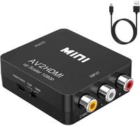 Rca To Hdmi Converter, 1080P Mini Rca Composite Cvbs Av To Hdmi Adapter, Support Pal/Ntsc With Cable, Av To Hdmi Video Audio Converters For Tv/Laptop/Pc/Ps3/Ps2/Wii/Blue-Ray/Xbox/Vcr/Dvd