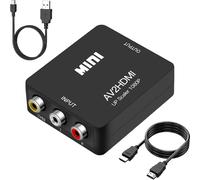Rca To Hdmi Converter 1080p Rca Composite Cvbs Av To Hdmi Converter Compatible With Ps2 Xbox N64 Wii Vhs Vcr Dvd Camera, Support Pal/Ntsc With Hdmi And Usb Power Cable