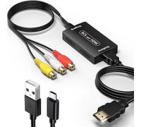 Rca To Hdmi Converter, Rca To Hdmi Adapter, 720P/1080P Av To Hdmi Adapter Video Audio Converter With Hdml Cable Supports Pal/Ntsc For Ps2 Ps3 Xbox Snes Stb Vhs Vcr Dvd