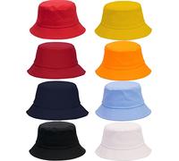 Rcanedny Lot de 8 chapeaux bob en coton réversible pour adulte - Pour l'été, la plage, le camping, la randonnée, les voyages, la pêche, Ensemble de couleurs 2, taille unique