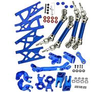 Rcarmumb Pièce améliorée pour ARRMA Granite 4x4 3S Blx 1/10, Senton 4x4 3S Blx, CVD avant arrière en alliage et ensemble de direction et bras de suspension et blocs de direction Blocs de roulettes Moyeux C Moyeux Bleu marine