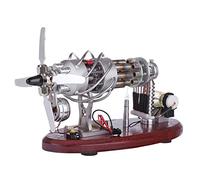 RCARTOYRTR Modèle de générateur de moteur Stirling, plaque oscillante 16 cylindres en verre avec voltmètre et LED, jouet éducatif d'expérience scientifique