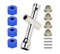 RCAWD Adaptateurs de roue hexagonaux en aluminium de 12 mm et écrous de verrouillage à bride M4 pour voiture télécommandée Traxxas Stampede Slash Rustler 1654 3654 (bleu marine)