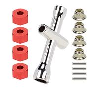 RCAWD Adaptateurs de roue hexagonaux en aluminium de 12 mm et écrous de verrouillage à bride M4 pour voiture télécommandée Traxxas Stampede Slash Rustler RC 1/10 2WD, remplace 1654 3654 (rouge)