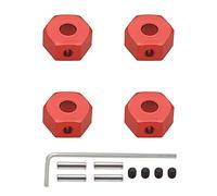 RCAWD Lot de 4 moyeux hexagonaux 12 mm pour Arrma 1/10 3S/Mega Rouge | Lot de 4 adaptateurs de moyeu hexagonal de 12 mm, en alliage, compatibles avec Arrma Vorteks/Senton/Granite/Big Rock/Typhon