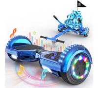 RCB Hoverboard 6,5 Pouces avec Hoverkart, Pneu Antidérapant LED, Sécurité Intégrée, Hoverboard Électrique pour Enfants & Adultes Purple-Pink
