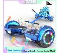 RCB Hoverboard 6,5 Pouces avec Hoverkart, Pneu Antidérapant LED, Sécurité Intégrée, Hoverboard Électrique pour Enfants & Adultes Purple-Green