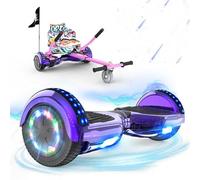 RCB Hoverkart Gyropode Hoverboard Kart pour Enfant et Adulte, Hoverboard et Kart avec Bluetooth-Musique/LED-Roue Clignotante, Cadeau pour Enfants