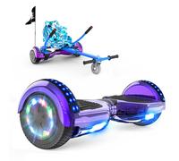 RCB Hoverkart Gyropode Hoverboard Kart pour Enfant et Adulte, Overboard et Kart avec Bluetooth-Musique/LED-Roue Clignotante, Hoverboards Cadeau pour Enfants