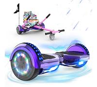 RCB Hoverkart Gyropode Hoverboard Kart pour Enfant et Adulte, Overboard et Kart avec Bluetooth-Musique/LED-Roue Clignotante, Hoverboards Cadeau pour Enfants