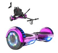 RCB Hoverkart Gyropode Hoverboard Kart pour Enfant et Adulte, Overboard et Kart avec Bluetooth-Musique/LED-Roue Clignotante, Hoverboards Cadeau pour Enfants