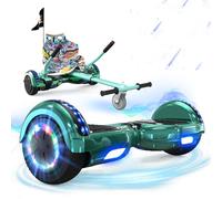 RCB Hoverkart Gyropode Hoverboard Kart pour Enfant et Adulte, Overboard et Kart avec Bluetooth-Musique/LED-Roue Clignotante, Hoverboards Cadeau pour Enfants