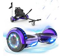 RCB Hoverkart Gyropode Hoverboard Kart pour Enfant et Adulte, Overboard et Kart avec Bluetooth-Musique/LED-Roue Clignotante, Hoverboards Cadeau pour Enfants