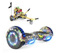 RCB Hoverkart Gyropode Hoverboard Kart pour Enfant et Adulte, Overboard et Kart avec Bluetooth-Musique/LED-Roue Clignotante, Hoverboards Cadeau pour Enfants