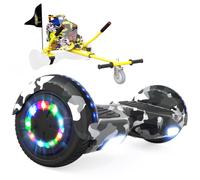 RCB KIDS Hoverboard 6,5" pour Enfants, siège, Batterie 4 Ah, LED, Bluetooth | Hoverkart-Hoverboard pour enfants, adolescents et adultes, jusqu'à 15 km/h, autonomie 10-15 km, longueur kart 70-90 cm