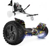 RCB KIDS Hoverboard tout-terrain 8,5" siège Hoverkart, Bluetooth et App | 3 Modes de Conduite, Moteurs Doubles 350W, Jusqu’à 15 km/h, Autonomie 10-15 km, Kart 70-90 cm, Pour Enfants & Adultes