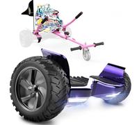 RCB KIDS Hoverboard tout-terrain 8,5" siège Hoverkart, Bluetooth et App | 3 Modes de Conduite, Moteurs Doubles 350W, Jusqu’à 15 km/h, Autonomie 10-15 km, Kart 70-90 cm, Pour Enfants & Adultes