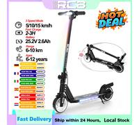 RCB R12 Trottinette Électrique Enfant (6-12 Ans) | 6,5 Pouces Pliable avec Lumières LED Couleur & Écran, Léger & Portable pour Garçons Filles Black