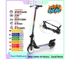 RCB R12 Trottinette Électrique Enfant (6-12 Ans) | 6,5 Pouces Pliable avec Lumières LED Couleur & Écran, Léger & Portable pour Garçons Filles Black