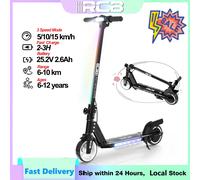 RCB R12 Trottinette Électrique Enfant 6-12 ans, Lumières RGB, Démarrage Non Nul, Double Freinage, Écran LCD, 3 Vitesses, Pliable Black