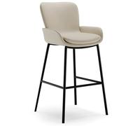 RCGNR Tabouret De Bar Rembourré Confortable, Hauteur 55/65/75 Cm, Tabouret Bar avec Dossier Et Repose-Pieds, Tabourets Hauts pour Bar/Cuisine Off White, 65cm