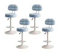 RCGNR Tabourets De Bar, RéGlable en Hauteur - Pivotant à 360° - avec Base en MéTal Et Repose-Pieds, pour Cuisine, Petit-DéJeuner, Salle à Manger Blue, 4pcs