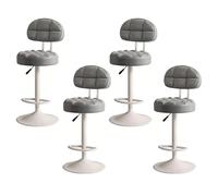 RCGNR Tabourets De Bar, RéGlable en Hauteur - Pivotant à 360° - avec Base en MéTal Et Repose-Pieds, pour Cuisine, Petit-DéJeuner, Salle à Manger Gray, 4pcs