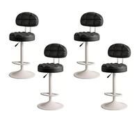 RCGNR Tabourets De Bar, RéGlable en Hauteur - Pivotant à 360° - avec Base en MéTal Et Repose-Pieds, pour Cuisine, Petit-DéJeuner, Salle à Manger Black, 4pcs