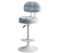 RCGNR Tabourets De Bar, RéGlable en Hauteur - Pivotant à 360° - avec Base en MéTal Et Repose-Pieds, pour Cuisine, Petit-DéJeuner, Salle à Manger Blue,1pcs