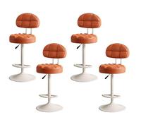 RCGNR Tabourets De Bar, RéGlable en Hauteur - Pivotant à 360° - avec Base en MéTal Et Repose-Pieds, pour Cuisine, Petit-DéJeuner, Salle à Manger Orange, 4pcs